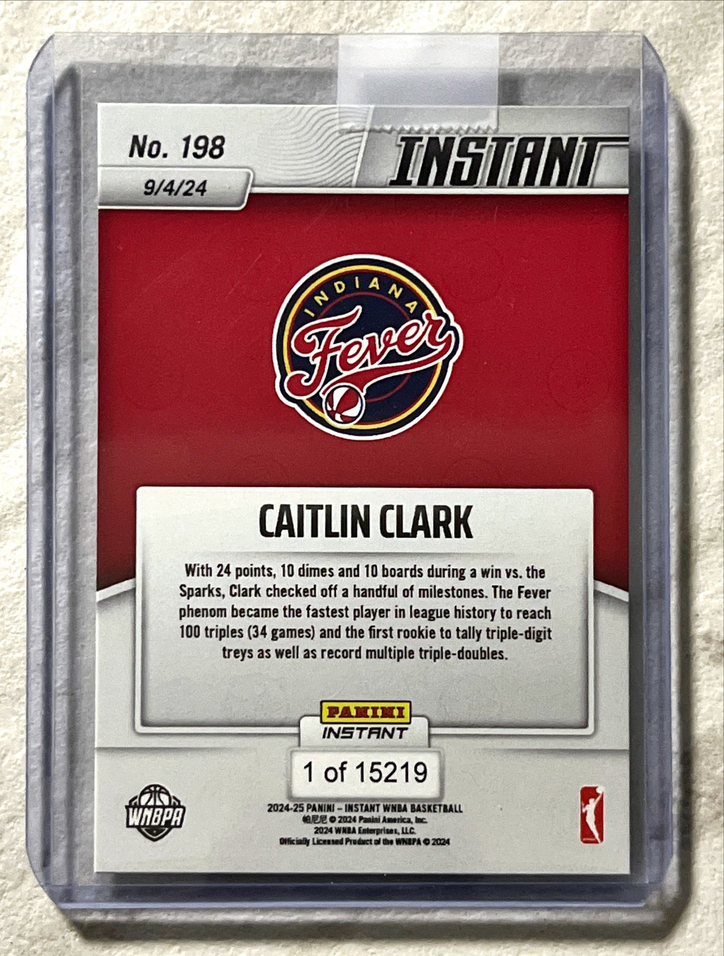 WNBA - Caitlin Clark - 2025 Panini Instant 'Clark Stacks Up Stats, Racks Up Records' Rookie Card (RC)