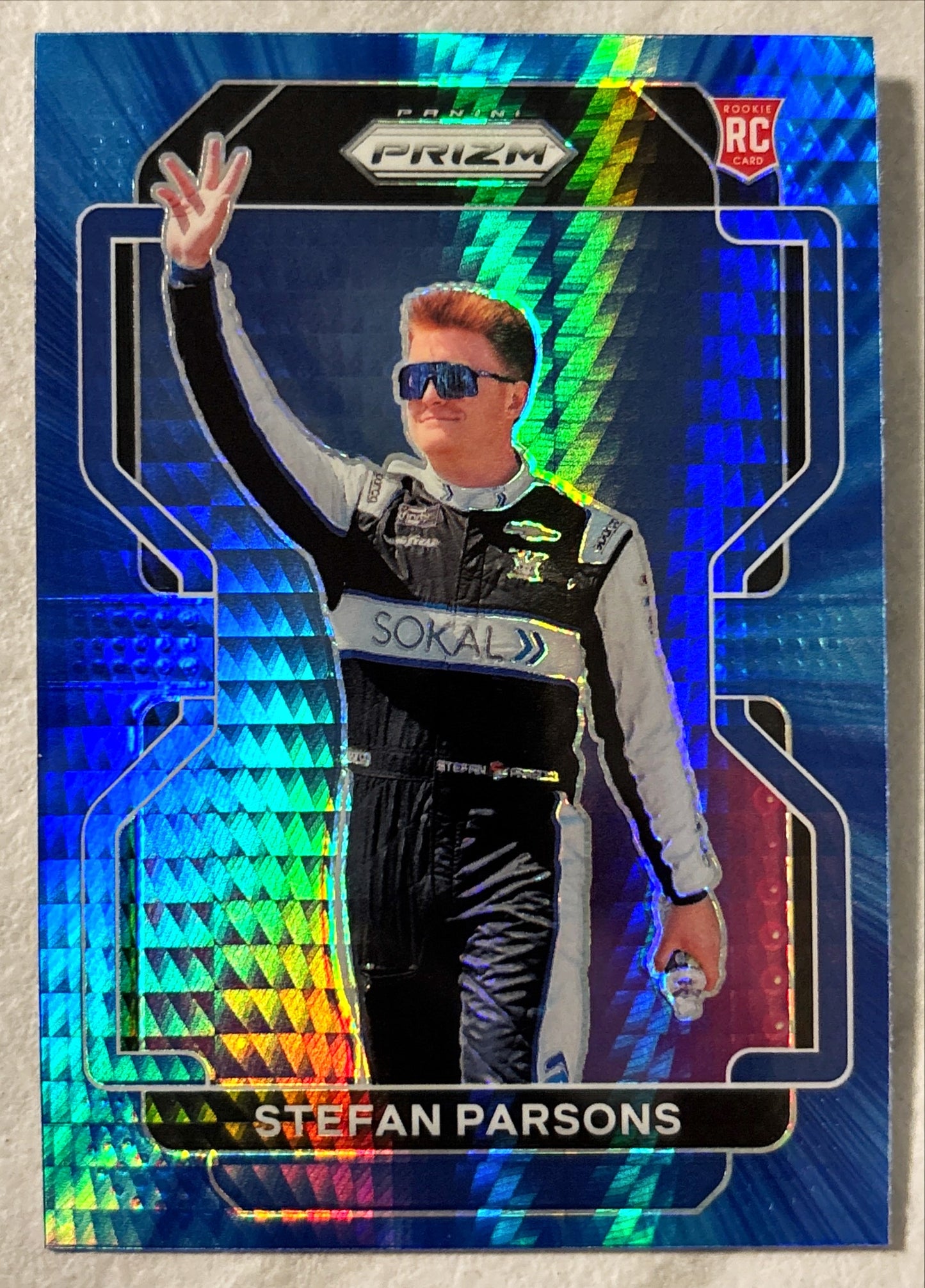 NASCAR - Stefan Parsons - 2022 Panini Prizm Racing 'Hyper Blue' Prizm Rookie Card (RC)