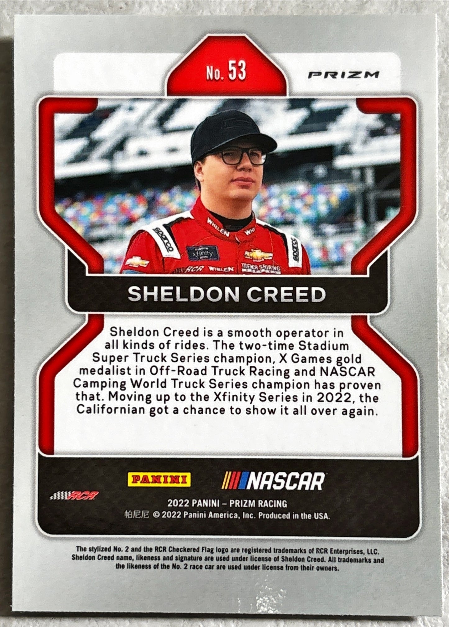NASCAR - Sheldon Creed - 2022 Panini Prizm Racing 'Silver Holo' Prizm