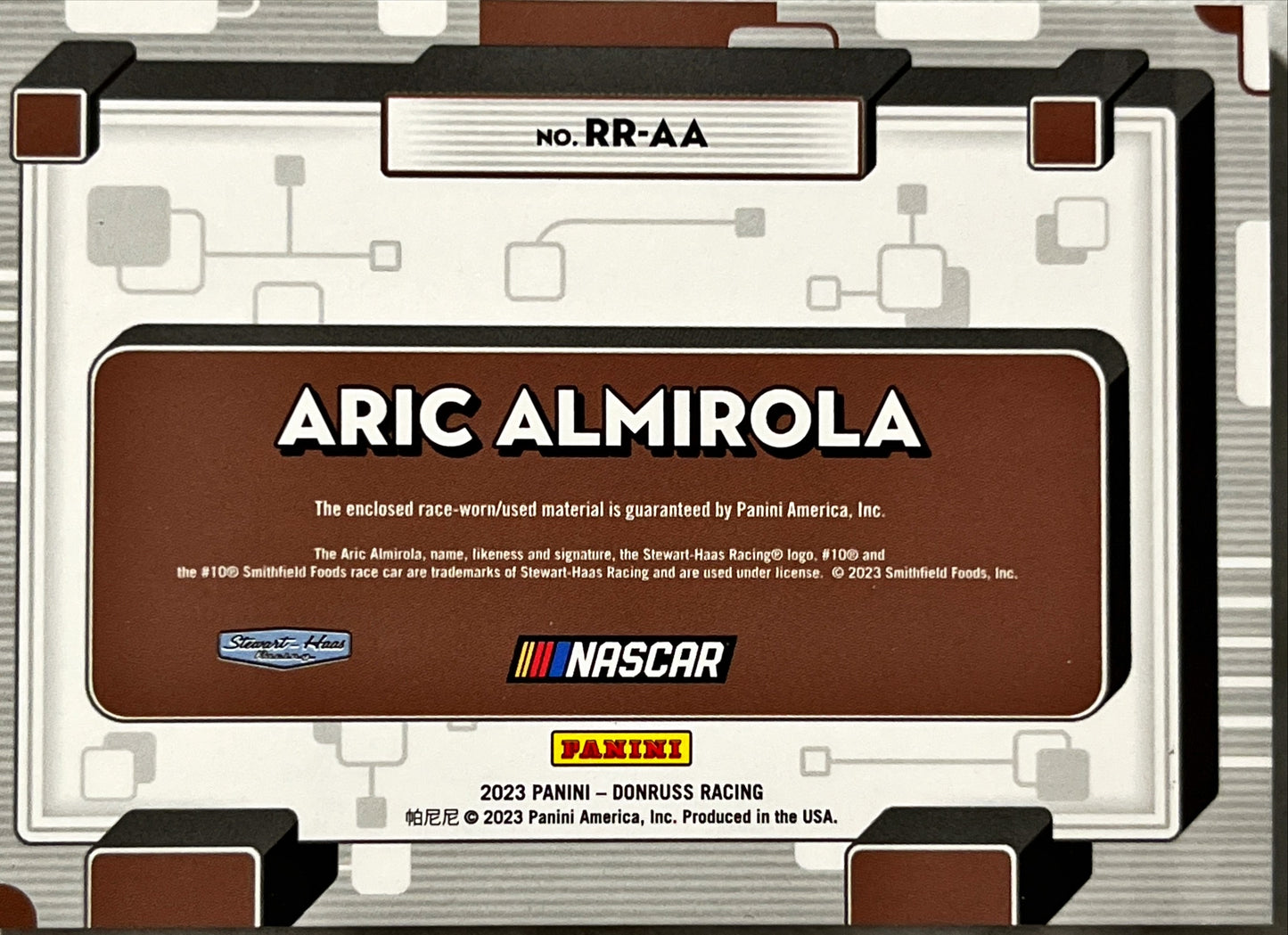 NASCAR - Aric Almirola RELIC - 2022 Panini Chronicles Red Parallel Relic
