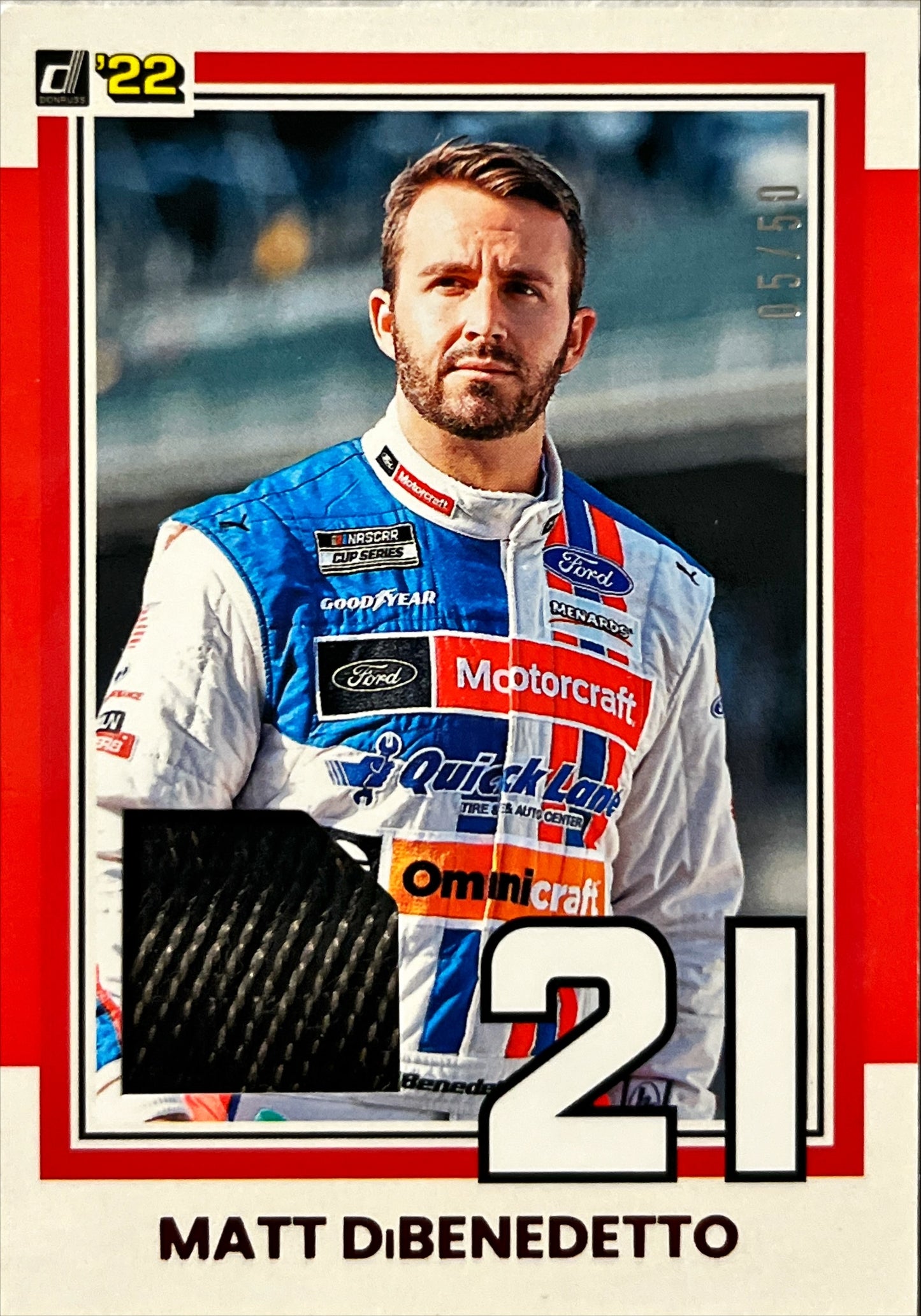 NASCAR - Matt DiBenedetto RELIC - 2022 Donruss Racing Retro Red Parallel Relic