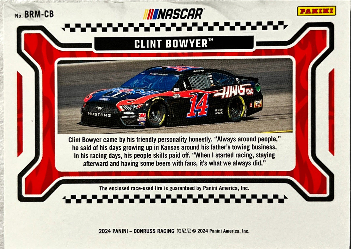 NASCAR - Clint Bowyer RELIC - 2024 Donruss Racing Burning Rubber Tire Relic