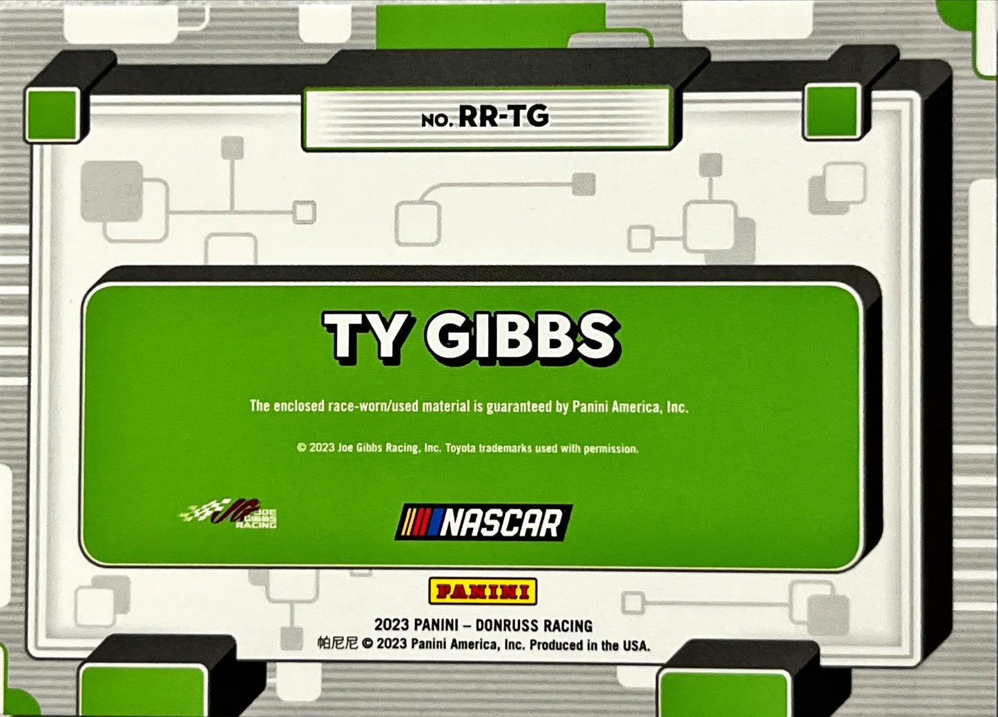 NASCAR - Ty Gibbs RELIC - 2023 Donruss Racing Race Day Patch Relics