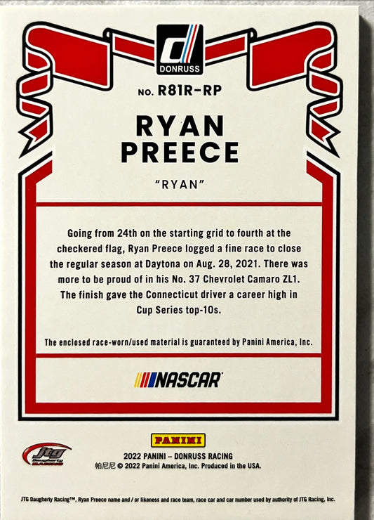 NASCAR - Ryan Preece RELIC - 2022 Donruss Racing Retro Relic Tire Patch