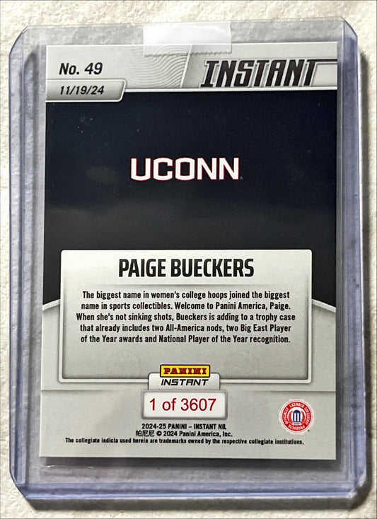 WNBA - Paige Bueckers - 2024 Panini Instant 'Joins Panini America Family' Rookie Card (RC) UCONN Huskies Dallas Wings WNBA
