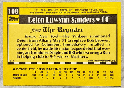 MLB - Deion Sanders - 1990 Topps Baseball card New York Yankees