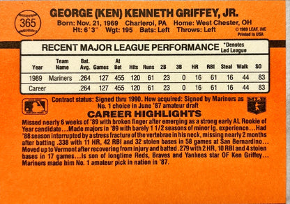 MLB - Ken Griffey Jr. - 1990 Donruss ROOKIE CARD (RC) Seattle Mariners