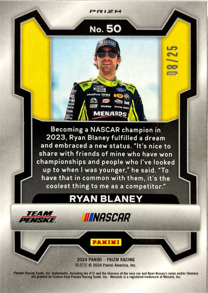 NASCAR - Ryan Blaney - 2024 Panini Prizm Racing MOJO Silver Holo Prizm /25