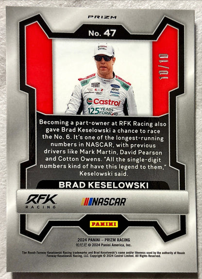 NASCAR - Brad Keselowski - 2024 Panini Prizm Racing Blue Shimmer Prizm /10