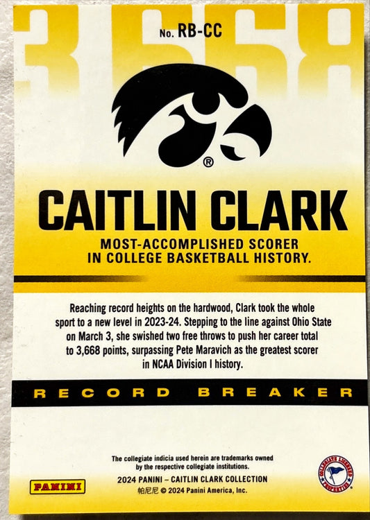 WNBA - Caitlin Clark - 2024 Panini Prizm 'Record Breaker' Insert Rookie Card (RC)