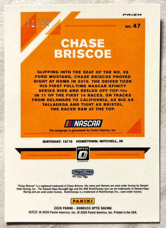 NASCAR - Chase Briscoe AUTO - 2020 Donruss Optic Prizm Racing Autograph /99