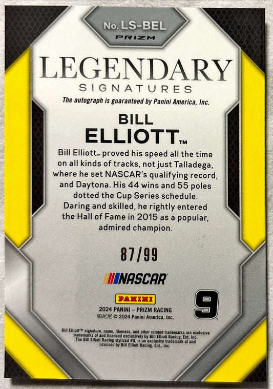 NASCAR - Bill Elliott AUTO - 2024 Panini Prizm Racing Legendary Signatures /99