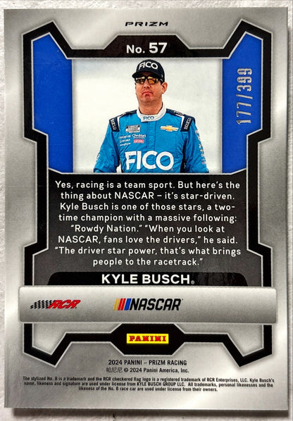NASCAR - Kyle Busch - 2024 Panini Prizm Racing White Sparkle Prizm /399