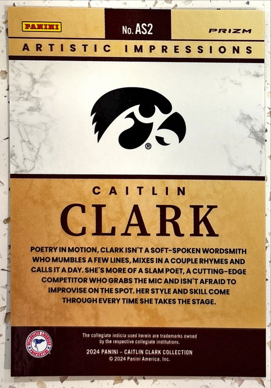 WNBA - Caitlin Clark - 2024 The Caitlin Clark Collection 'Artistic Selections' Rookie Card (RC)