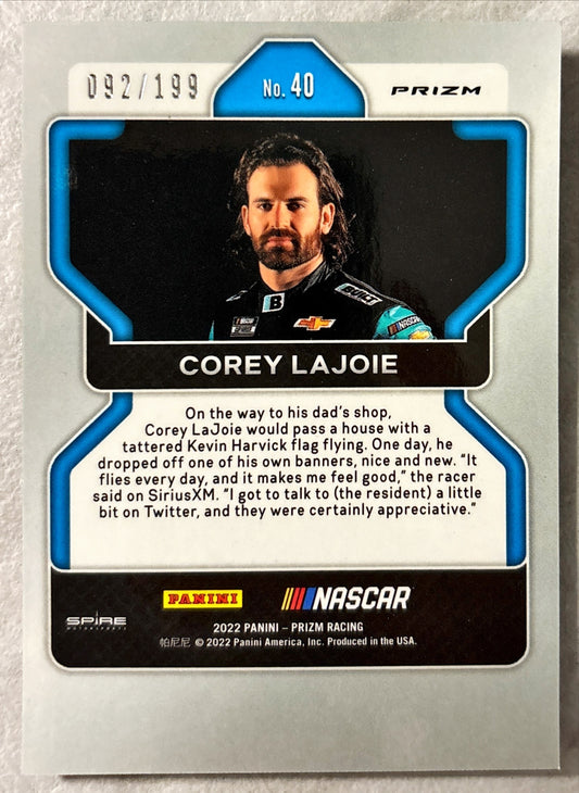 NASCAR - Corey Lajoie - 2022 Panini Prizm Racing 'Purple Velocity' Prizm /199