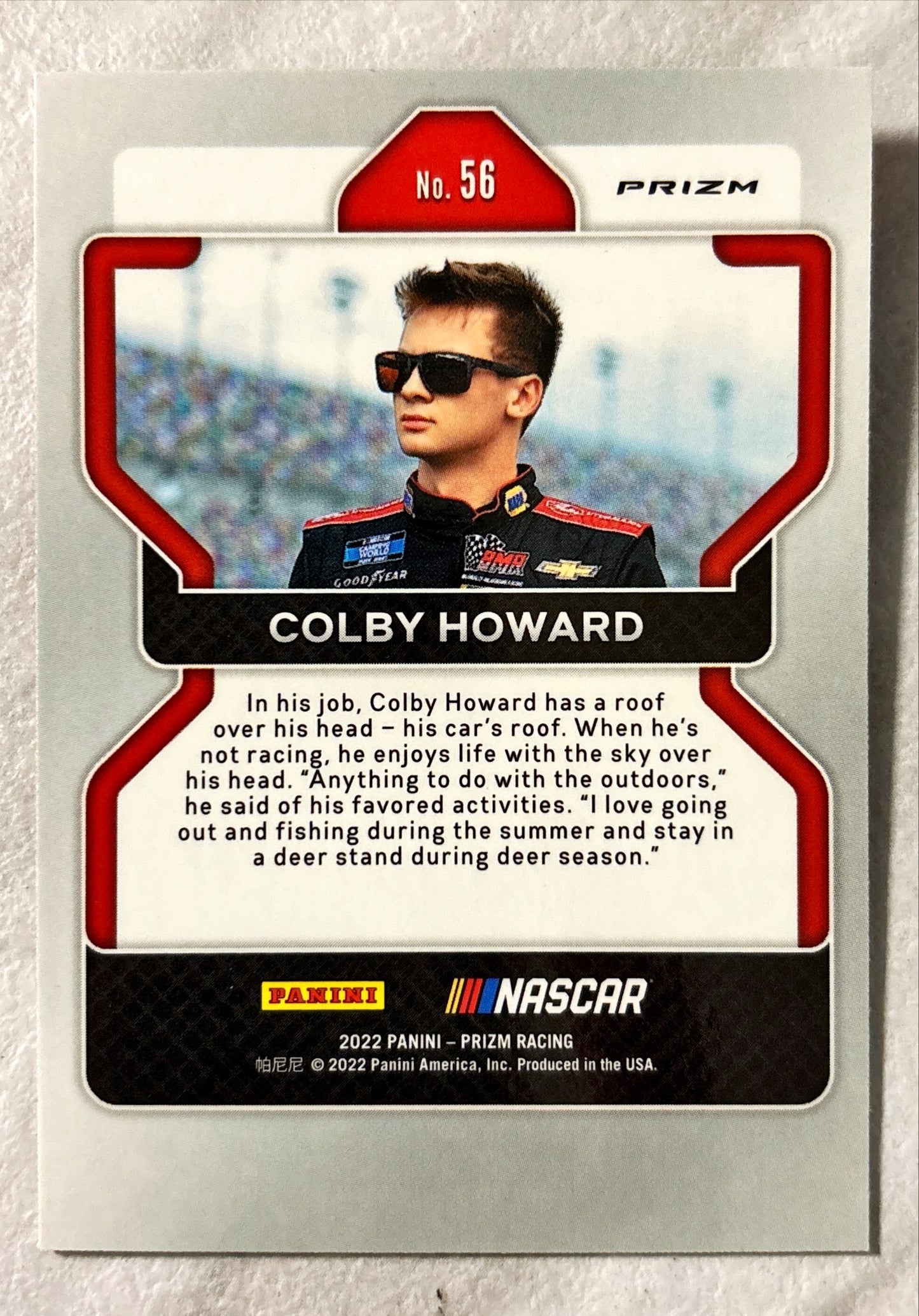 NASCAR - Colby Howard - 2022 Panini Prizm Racing 'Red Parallel' Rookie Card (RC) Prizm