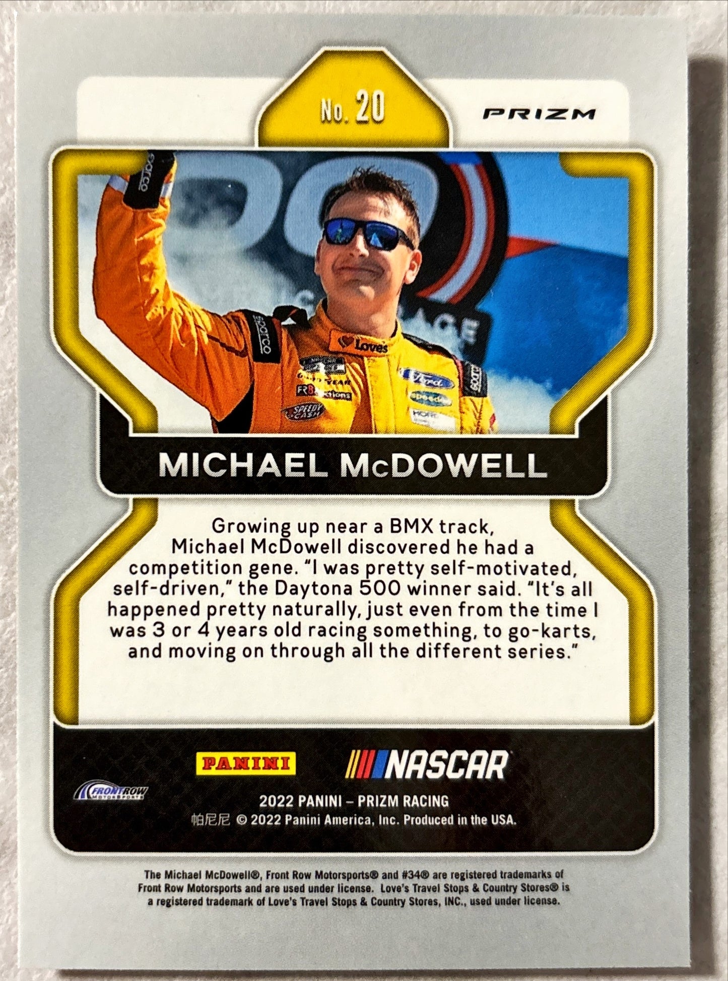NASCAR - Michael McDowell - 2022 Panini Prizm Racing 'Red Parallel' Prizm
