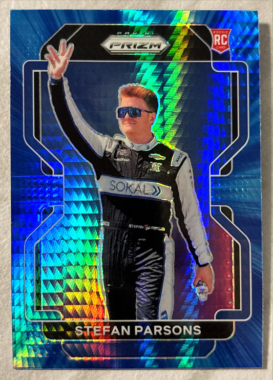 NASCAR - Stefan Parsons - 2022 Panini Prizm Racing 'Hyper Blue' Prizm Rookie Card (RC)