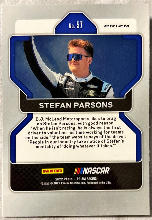 NASCAR - Stefan Parsons - 2022 Panini Prizm Racing 'Hyper Blue' Prizm Rookie Card (RC)