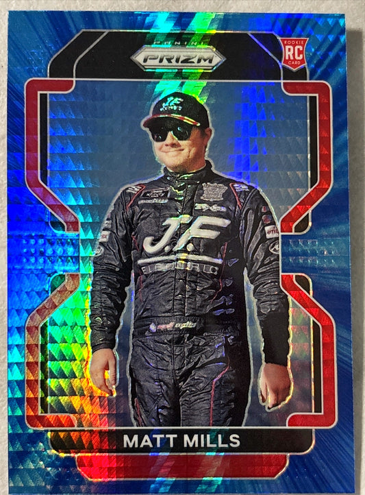 NASCAR - Matt Mills - 2022 Panini Prizm Racing 'Hyper Blue' Prizm Rookie Card (RC)