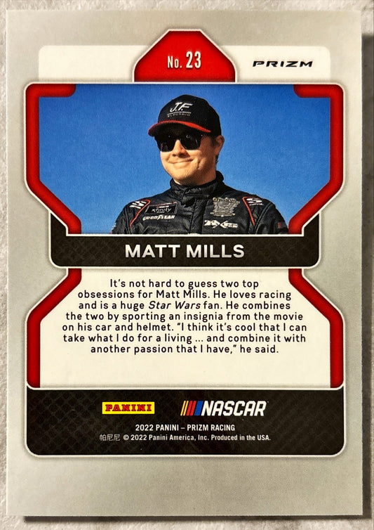 NASCAR - Matt Mills - 2022 Panini Prizm Racing 'Hyper Blue' Prizm Rookie Card (RC)